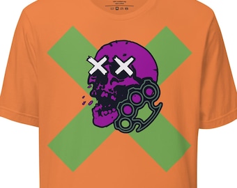 Cyberpunk 2077 inspiriert Ultimatives Schlag-T-Shirt | Edge Runner Grunge Streetwear Neon Schädel Kunst Lässiges T-Shirt