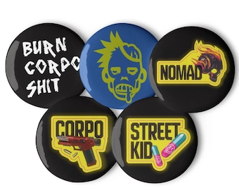 Cyberpunk 2077 Lifepath Pins: Street Kid, Nomad, Corpo - UV Resistant (1.25)