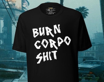 Cyberpunk 2077 T-Shirt: Johnny Silverhand, Burn Corpo Sh!t Grafik