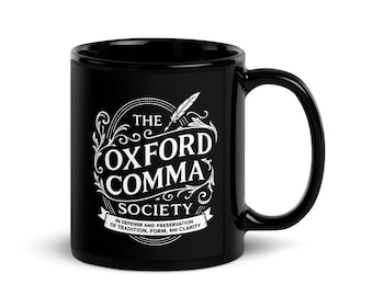 Oxford Comma Society-mok: vintage literair cadeau voor grammaticaliefhebbers