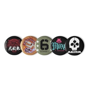 Cyberpunk 2077 Night City Gangs Set of 5 Button Pins (1.25in)