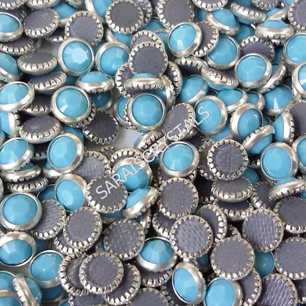 100 pcs Swarovski Hotfix Crystal Flatbacks Turquoise 20ss (4.6 - 4.8mm) SS20 2029 Xilion hot fix hf silver ring