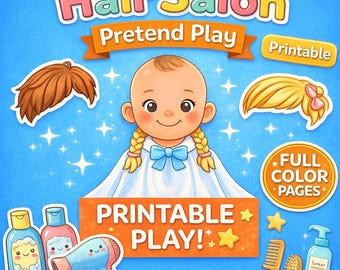 Printable Hair Salon Pretend Play Set for Kids