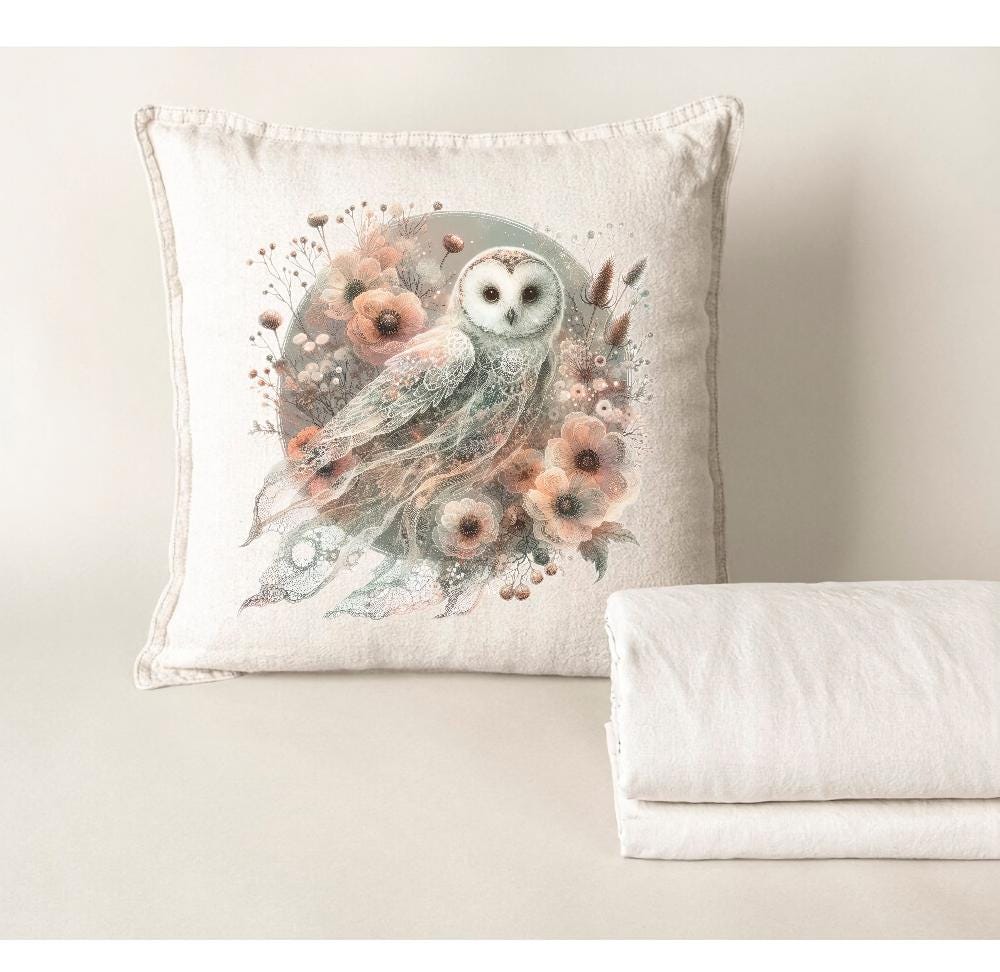 Lace Ghost Owl PNG | Boho Floral Spirit Animal (Digital Download)