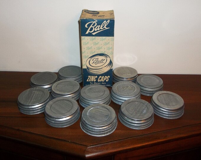12 Vintage Ball Canning Jar Zinc Lids in Original Box New Etsy