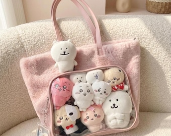 Plüsch klar Fenster Ita Einkaufstasche Kawaii Display Schultertasche für Puppe Charme Sammlerstücke