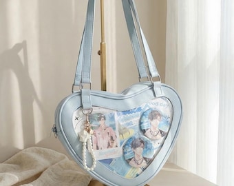 Heart Ita Shoulder Bag Clear Window Pin Display Kawaii Japanese Style Anime Fashion Bag
