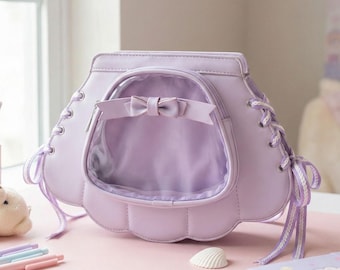 Shell Shape Ita Bag with Clear Pocket, Kawaii Pin Display Crossbody Bag for Pins