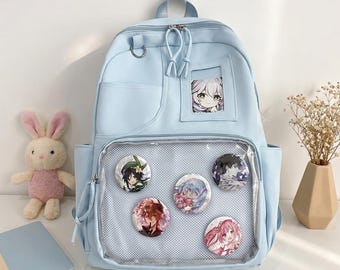 Pastel Ita Bag Backpack Clear Window Photocard Display Kawaii School Bag Anime Style