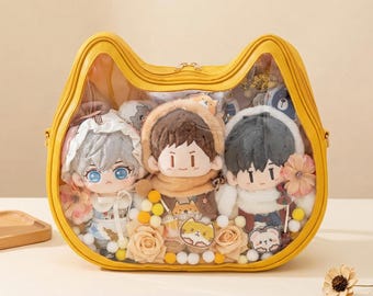 Cat Ear Ita Shoulder Bag with Clear Display Window Plush Doll Kawaii Collector Bag