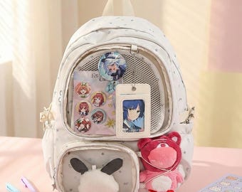 Anime Ita Backpack with Clear Display Pocket, Kawaii Style Ita Bag for Pins
