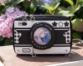 Camera Shaped Ita Shoulder Bag Clear Window Kawaii Crossbody Bag for Kpop Photo Cards