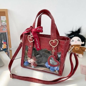 Kawaii Ita Bag: Crocodile Embossed Faux Leather Display Tote