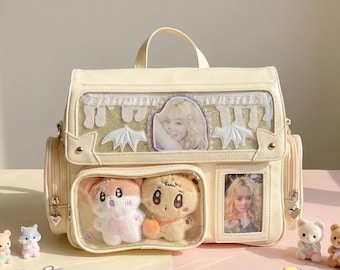 Ita Shoulder Bag with Clear Window Photo Card Pocket, Kawaii Pin Crossbody Anime Style
