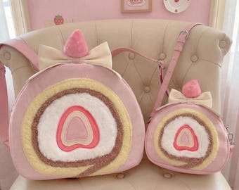 Ita Bag Backpack Kawaii Strawberry Cake Roll Plush Shoulder Bag Lolita Style