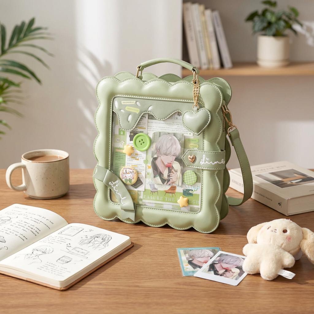 Ita Bag Crossbody Backpack Clear Display Window Oxford Cloth Anime Kawaii Purse Amazon.com | Lifelix Ita Bag Backpack with Insert - Kawaii  main image 4