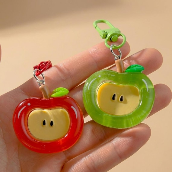 Apple Keychain Set 4pcs Ita Bag Charm Fruit Keyring Anime Bag Accessory Kawaii Style
