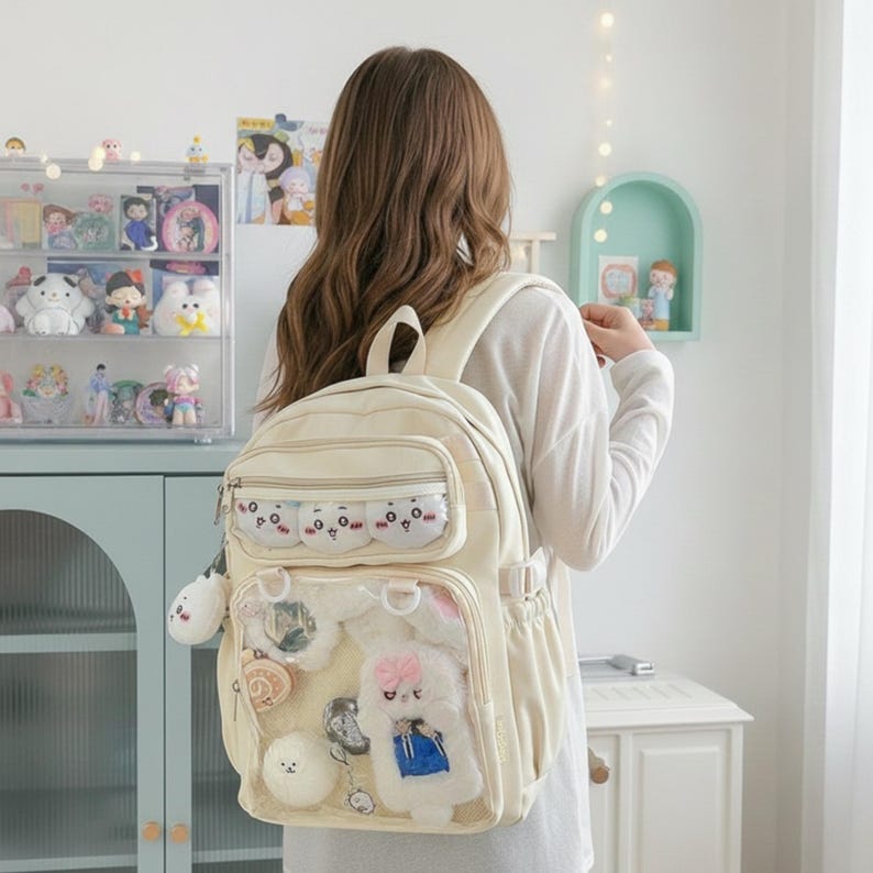 Kawaii Ita Backpack, Clear Display Pocket, Pastel Style - Etsy