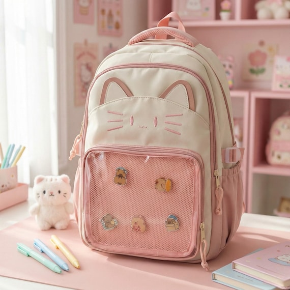 Kawaii Cat Ita Backpack - Clear Display Window Bag with Adjustable Detachable Cat Ita Bag with Clear Window - Kawaii Cat Backpack Purse  main image 4