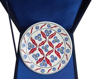 Assiette en céramique turque peinte à la main - Design traditionnel de Çintemani - Art d'Iznik d'inspiration ottomane - Assiette murale décorative