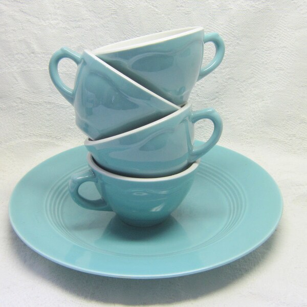 Custom Listing for Mallory  Mid Century Aqua Turquoise Shanago Restaurantware China Tea Coffee Cups Mix Match Durable Collectable