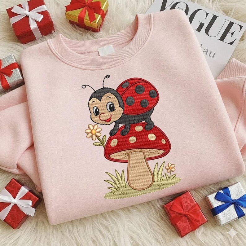 Cottagecore Ladybug Mushroom Embroidery Design – Whimsical Garden Art ...