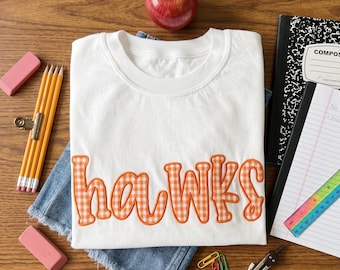 Custom Applique Name Tank Top, Personalized Gingham Name Shirt, Embroidered Baby Tee, Back To School Outfit Gift