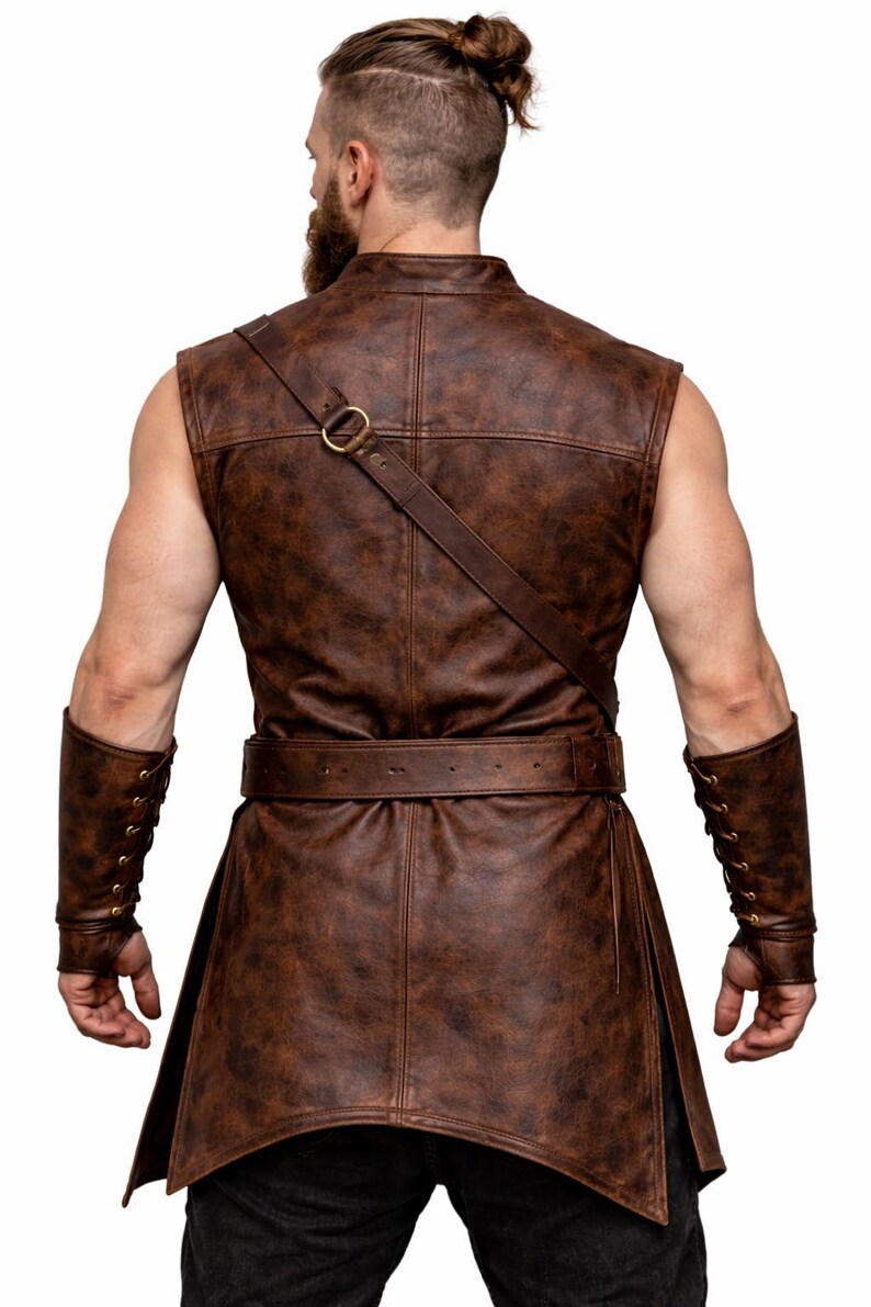 Handmade Viking Leather Tunic Outfit | Brown Sheepskin Leather Armor ...