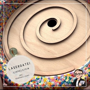 スパイラル | Stapelstein用アクティビティボード | デジタルレーザーファイル | 遊びと学習ボード | SVG DXF LightBurn