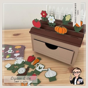 Montessori Garden Peg Board 3D Print File Kids Learning Toy Fine Motor Skills Game Activity Sorting Game Flowers Vegetables STL 3MF Download