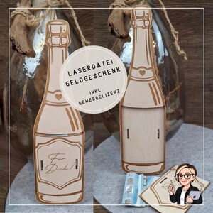 Wooden Champagne Bottle Gift Card Holder | Digital Laser File for Gift Card | Wedding Gift | SVG DXF LightBurn