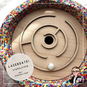 Labyrinth | Aktivitätsplatte für Stapelstein | Digitale Laserdatei | Spiel- & Lernplatte | SVG DXF LightBurn