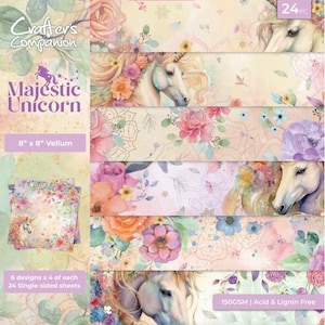 Cuaderno de vitela Crafter's Companion de 20 x 20 cm - Majestic Unicorn-mu-velpad8