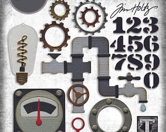 Tim Holtz - Sizzix Thinlits stansset "vault Industrial" (37 stuks) - 666874