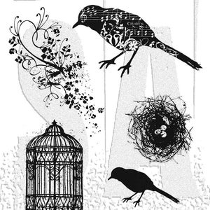 Conjunto de carimbos Tim Holtz do Stamper Anonymous - artful Flight - cms069
