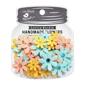 Little Birdie Sparkle Blümchen Papierblumen 80 / pkg-pastel Palette-cr70140