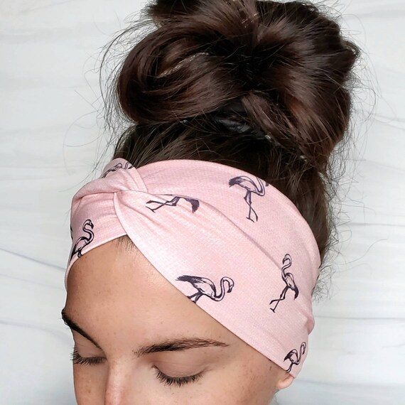 Summer Party Turban Twist Headband Summer Boho Fitness Headband Fruity Flamingo Soft Stretchy Knot Headband Headbands for Women