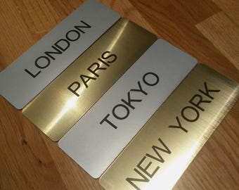 Engraved World/City Clock Time Zone Signs with Self Adhesive Backing and Free Postage