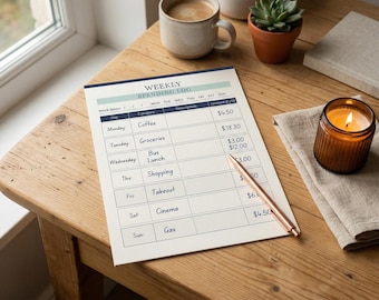 Weekly Spending Log Printable | Expense Tracker Budget Worksheet (PDF Download)