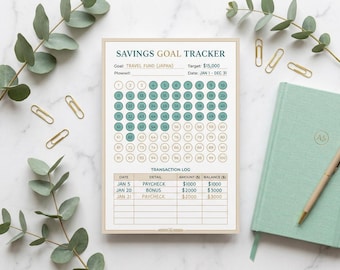 Savings Goal Tracker Printable | Financial Goals Planner (PDF Download)
