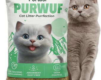Purwuf Premium Bentonite Cat Litter | 99% Absorbent Clumping Litter | Strong Odor Control | High-Quality Cat Care