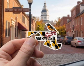Maryland State Sticker - Baltimore Oriole & State Flag Decal