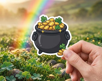 Gold Pot Sticker - Minimalist St Patricks Day Decal