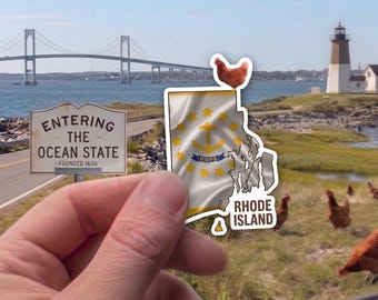 Rhode Island State Sticker - RI Red & State Flag Decal