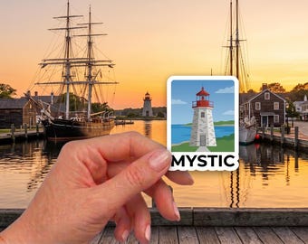 Sticker Mystic Connecticut - sticker vuurtoren kust