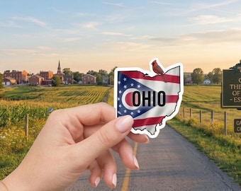 Ohio State Sticker - Northern Cardinal & State Flag Decal
