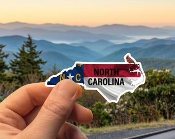 North Carolina State Sticker - Northern Cardinal & State Flag Decal