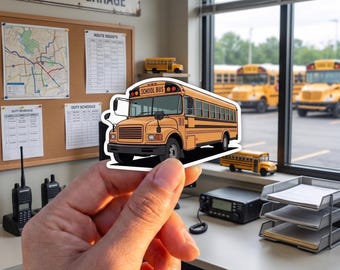 School Bus Sticker Design, Yellow Bus Vinyl Decal, Back To School Illustration, Cute Bus Clipart Art