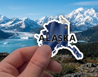 Alaska State Sticker - Willow Ptarmigan & State Flag Decal