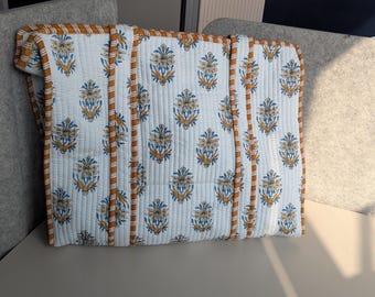 Quilted Cotton Tote Bag | Handmade Boho Floral Shopping Bag | Lightweight Eco Friendly Travel Jhola